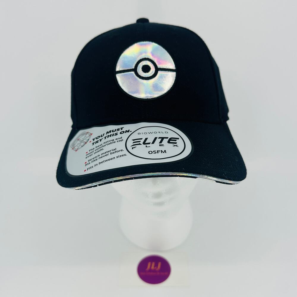 Bioworld Men's Holographic Pokeball Pokemon Elite Flex Baseball Cap Hat OSFM